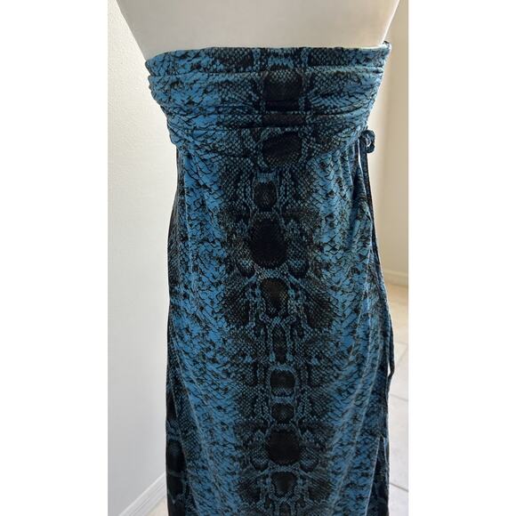 Y2K Fold Over Maxi Dress / Skirt Snakeskin boho stretch hippie Resort 90s Venus - Picture 6 of 12